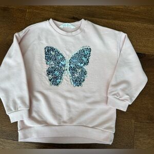 H&M butterfly sequin sweatshirt for girls. Size 6-7